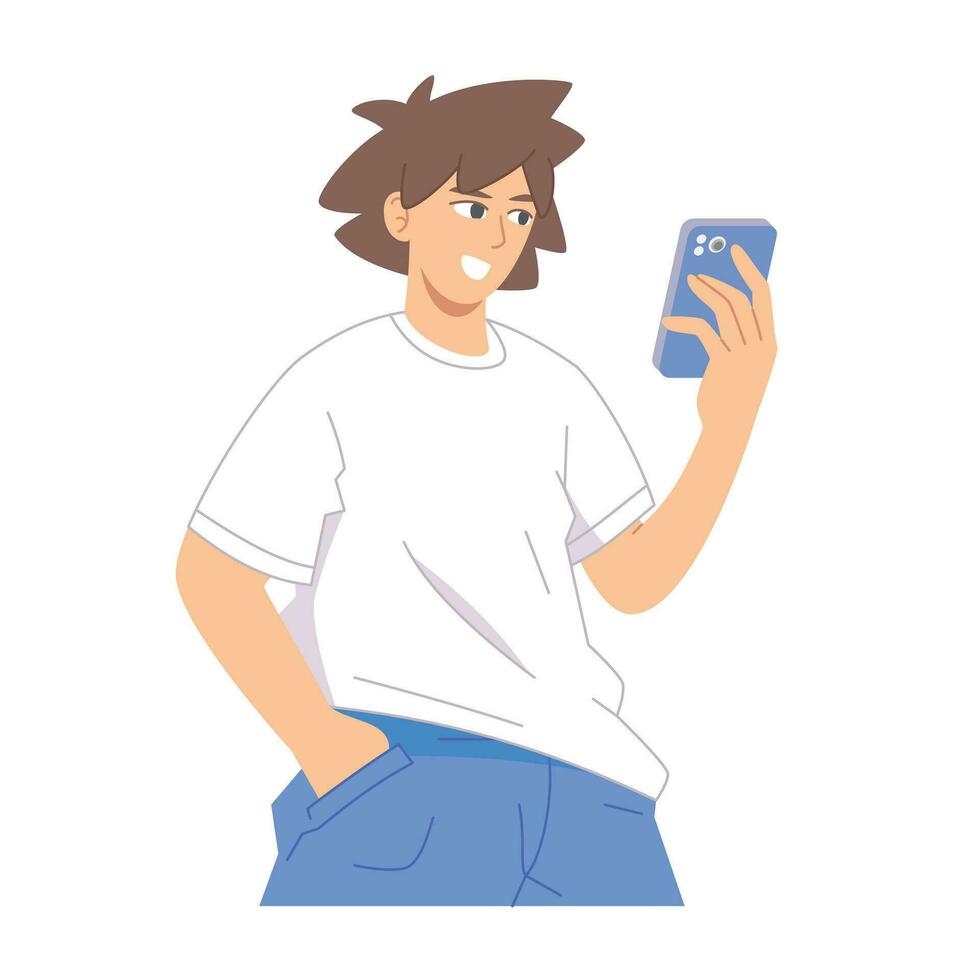 boy checking his phone